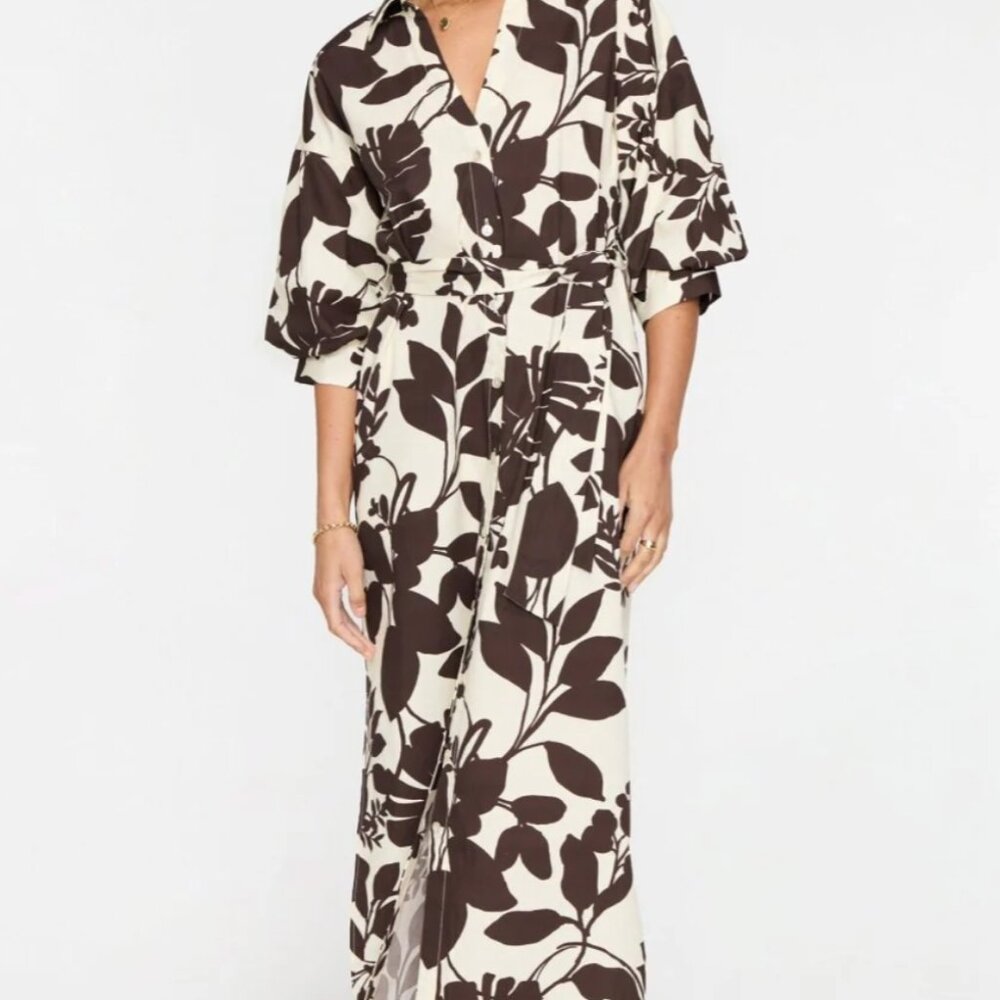 Brochu Walker The Kate Dress, brown/white, size Medium